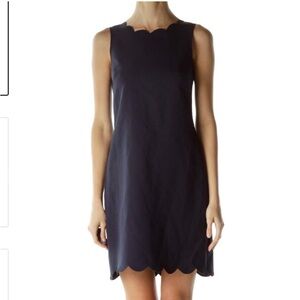 J. Crew Scalloped Sheath Dress navy blue Size 0